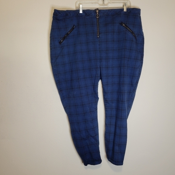 Hot topic plus size blue plaid rocker pants - Picture 1 of 7